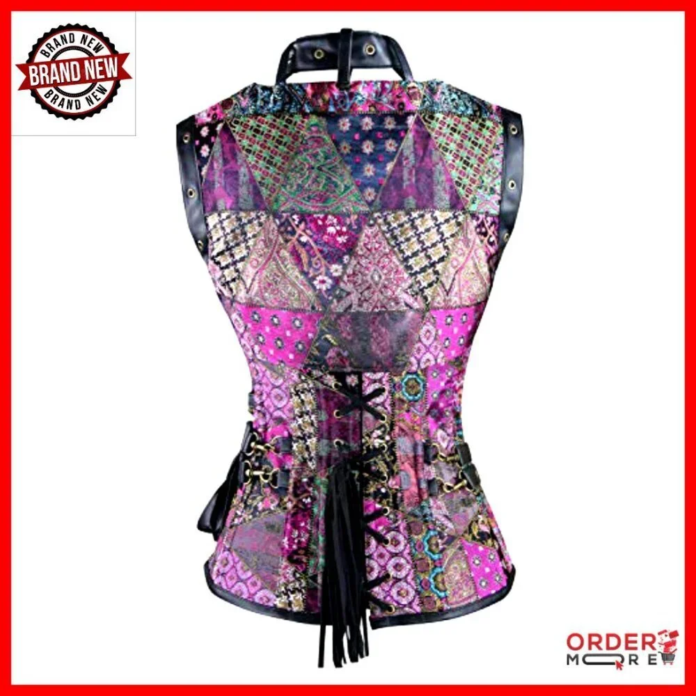 Steampunk Vintage Retro Corset Top Bustier Spiral Steel Boned Adjustable Shrug